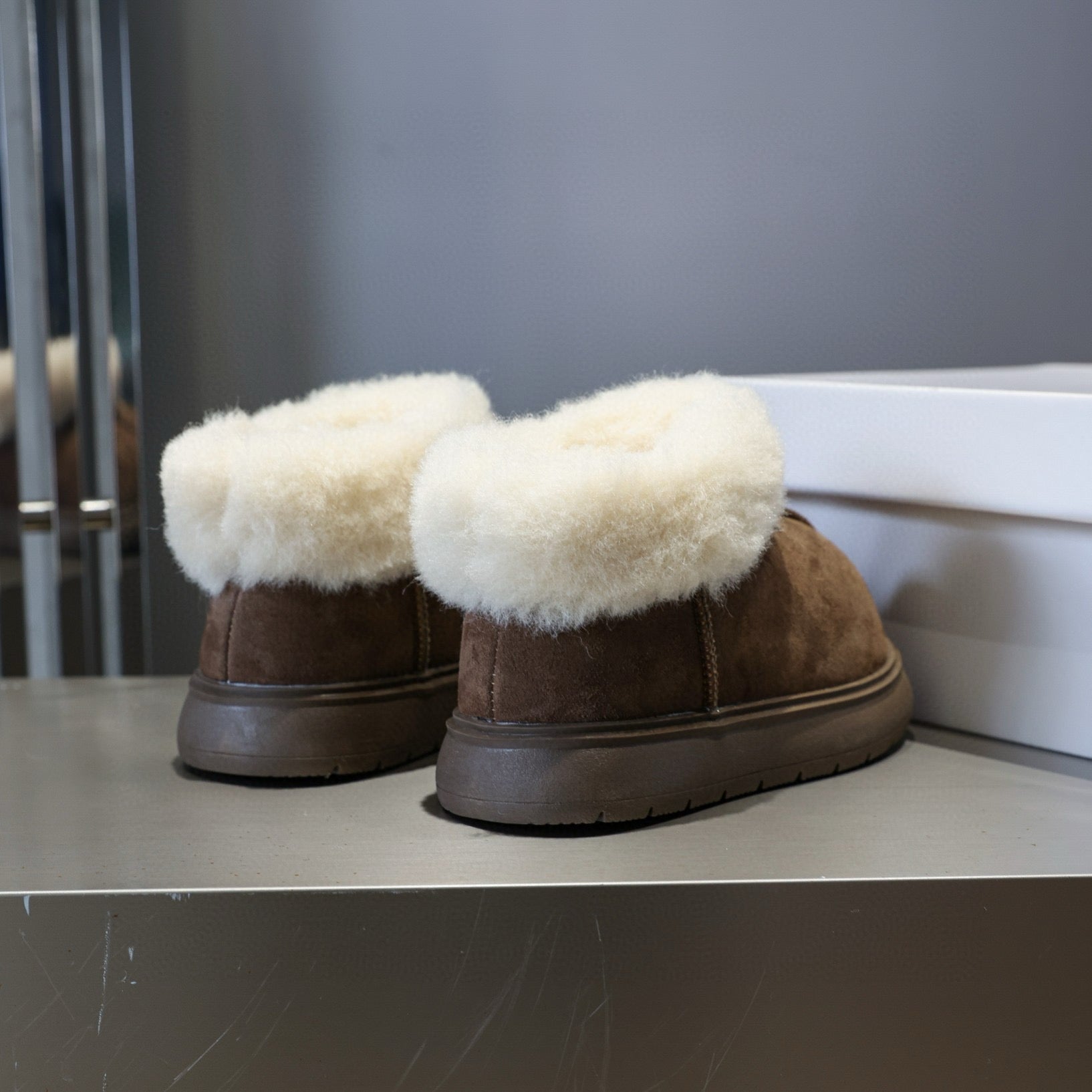 U-GG ugly leather big head snow boots" brown"