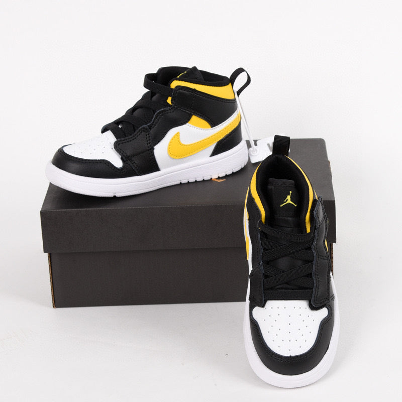 Jordan high top elastic band" white, black, yellow"
