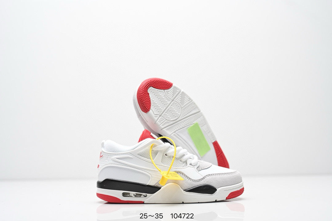 Jordan 4 low-top air cushion basketball shoes" white, red"