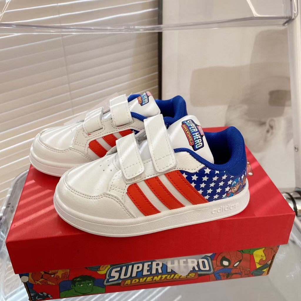 Adidas co-branded Velcro children's shoes" white, red, blue"