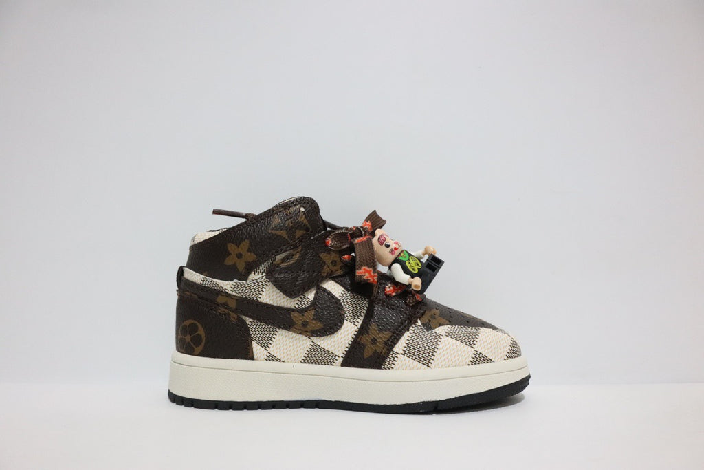Joe 1 chessboard Lego high school children's shoes" brown, cream, off white"