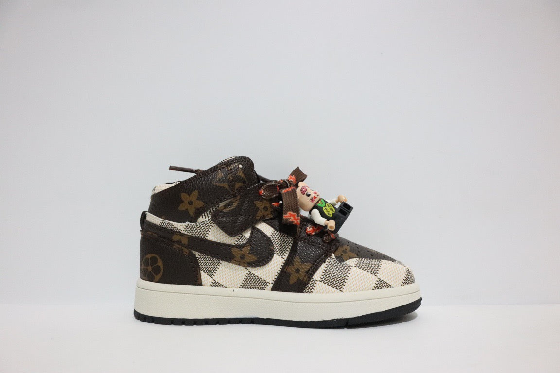 Joe 1 chessboard Lego high school children's shoes" brown, cream, off white"