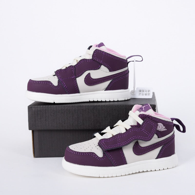 Jordan high top elastic band"  Cream, dark purple"