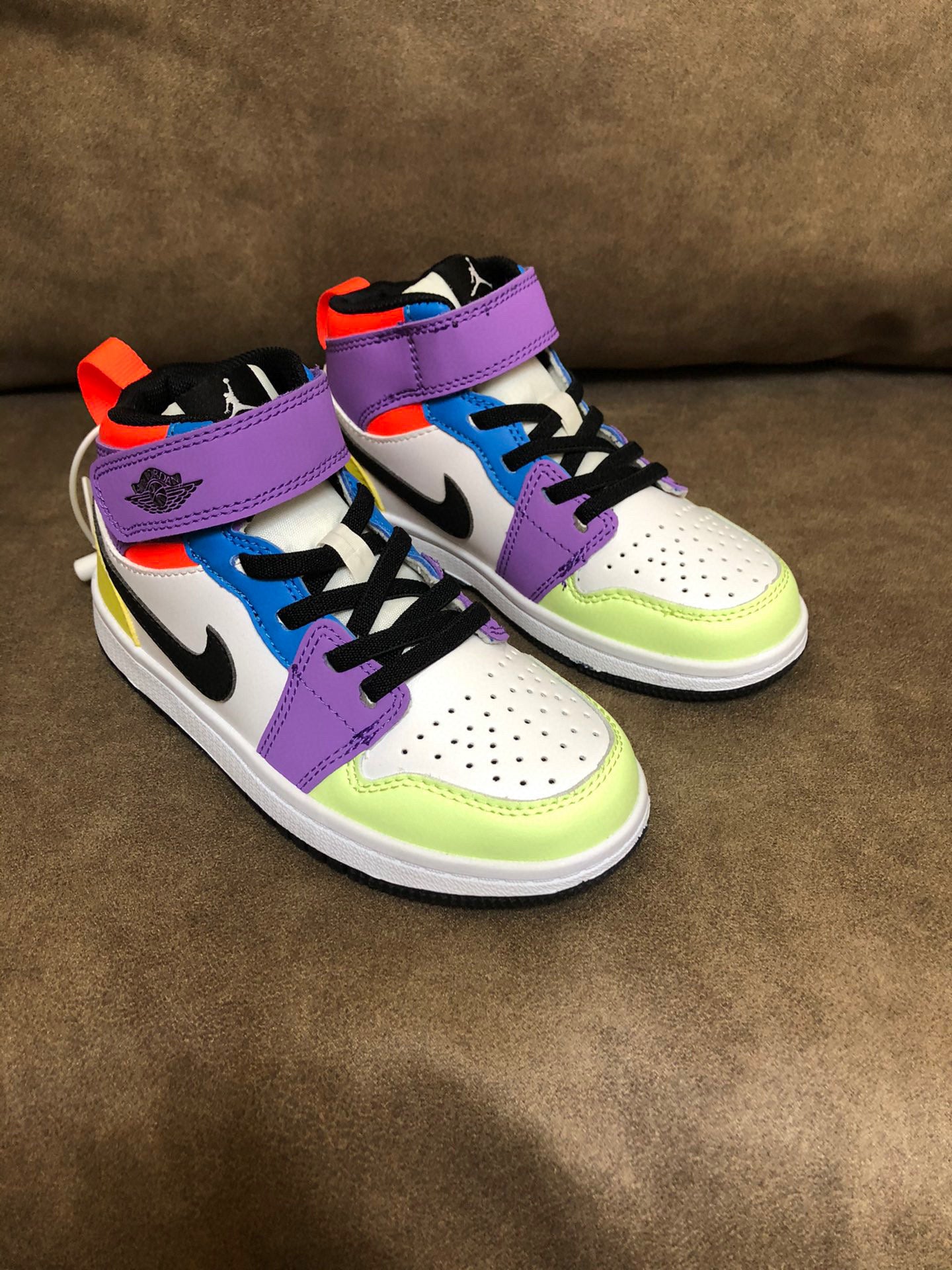 Joe's high-top Velcro children's shoes" purple, yellow, blue, white"