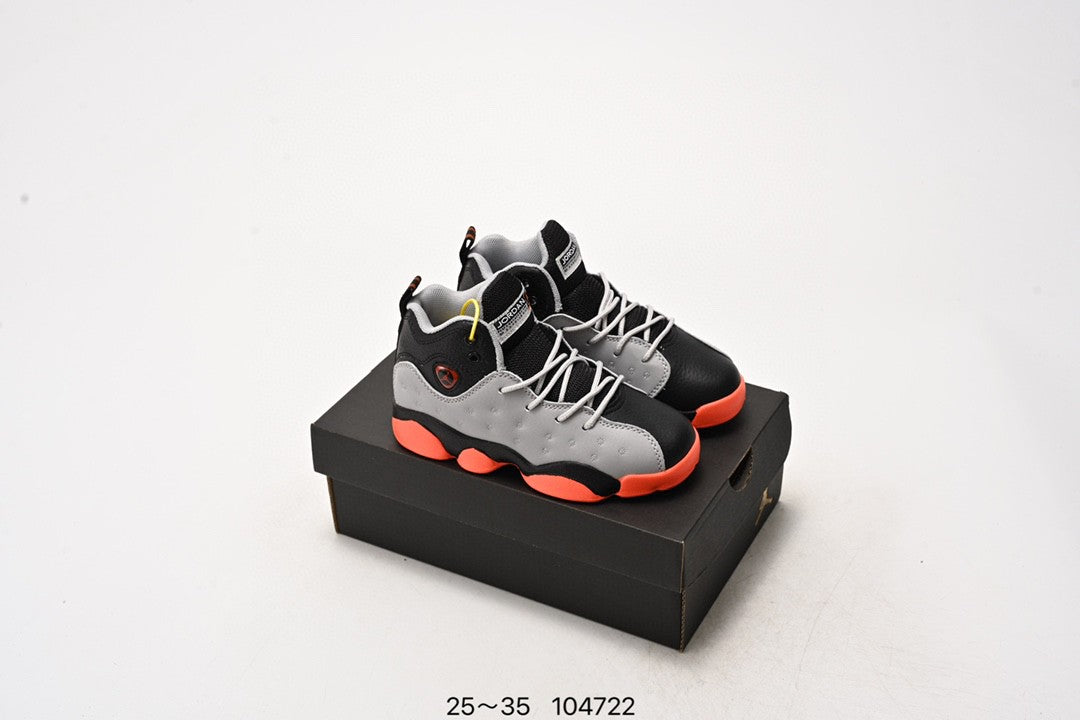 AJ13-1/split leather' gray, black, orange"