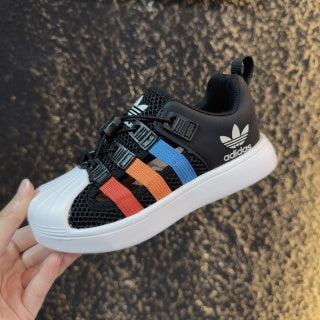 adidas shell toe sandals" black"
