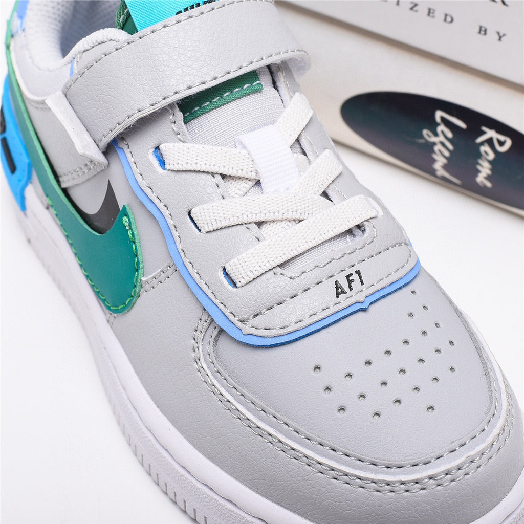 Air Force Macaron Velcro " white, Turquoise"