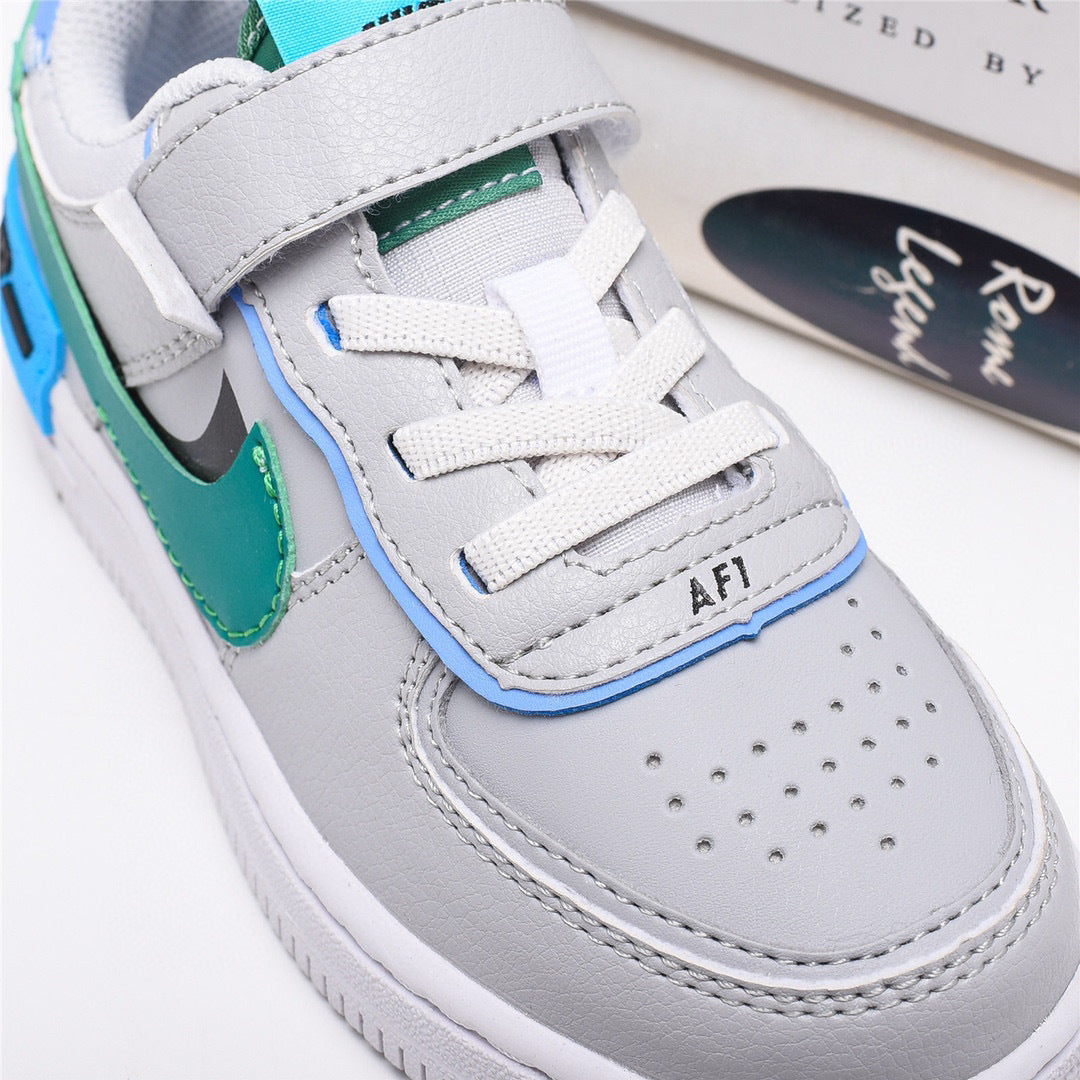 Air Force Macaron Velcro " white, Turquoise"