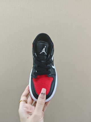 Qiao Yizhuan G version low-top children's lace-up sports shoes" black, red"
