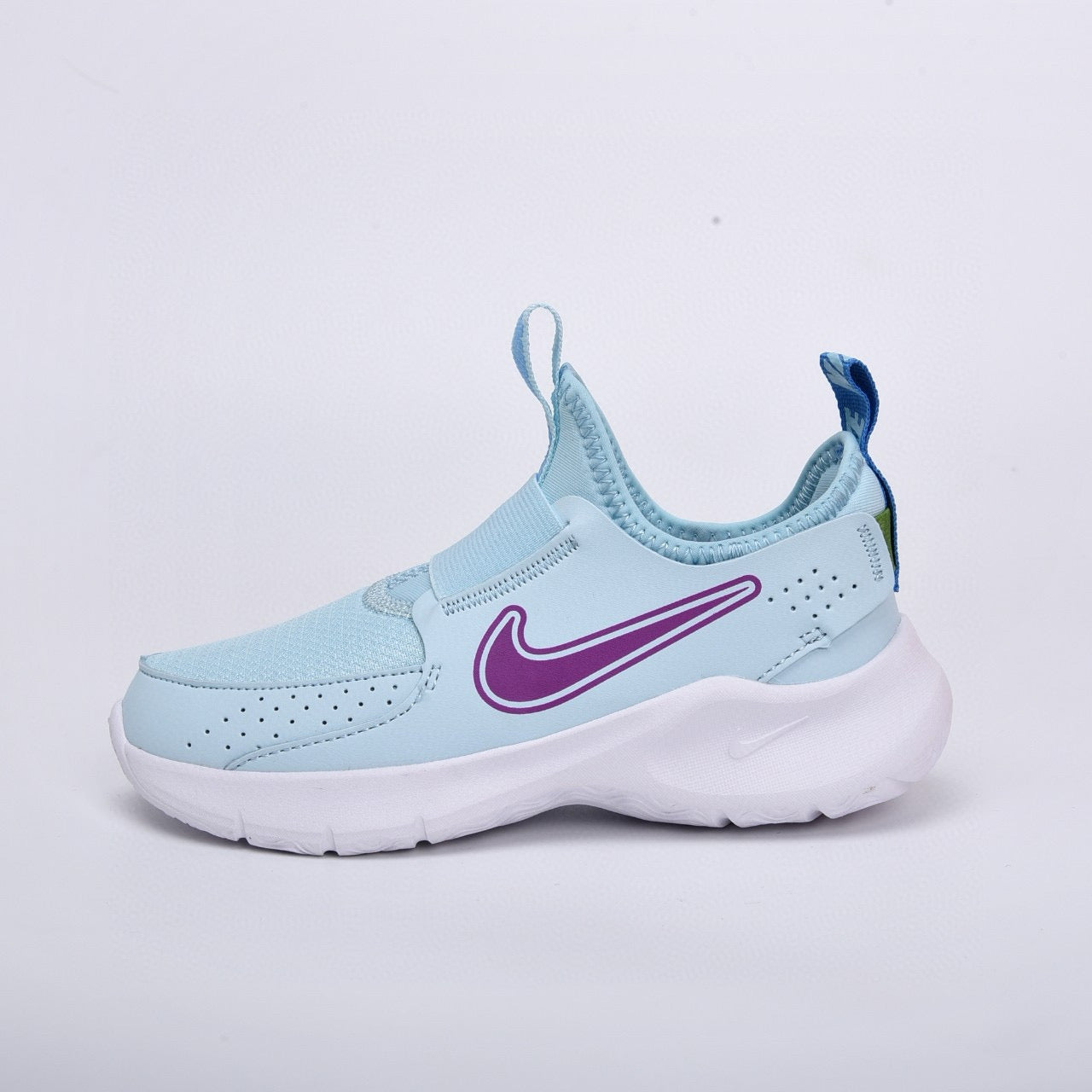 Nike slip-on running shoes" sky blue, purple"