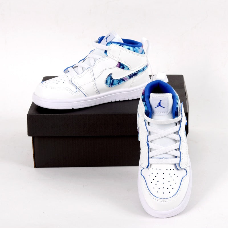 Jordan high top elastic band" white, blue"