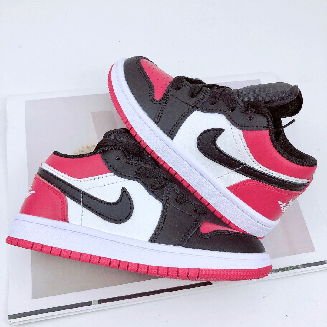 Joe 1 low-top elastic buckle parent-child shoes" black, white, pink"