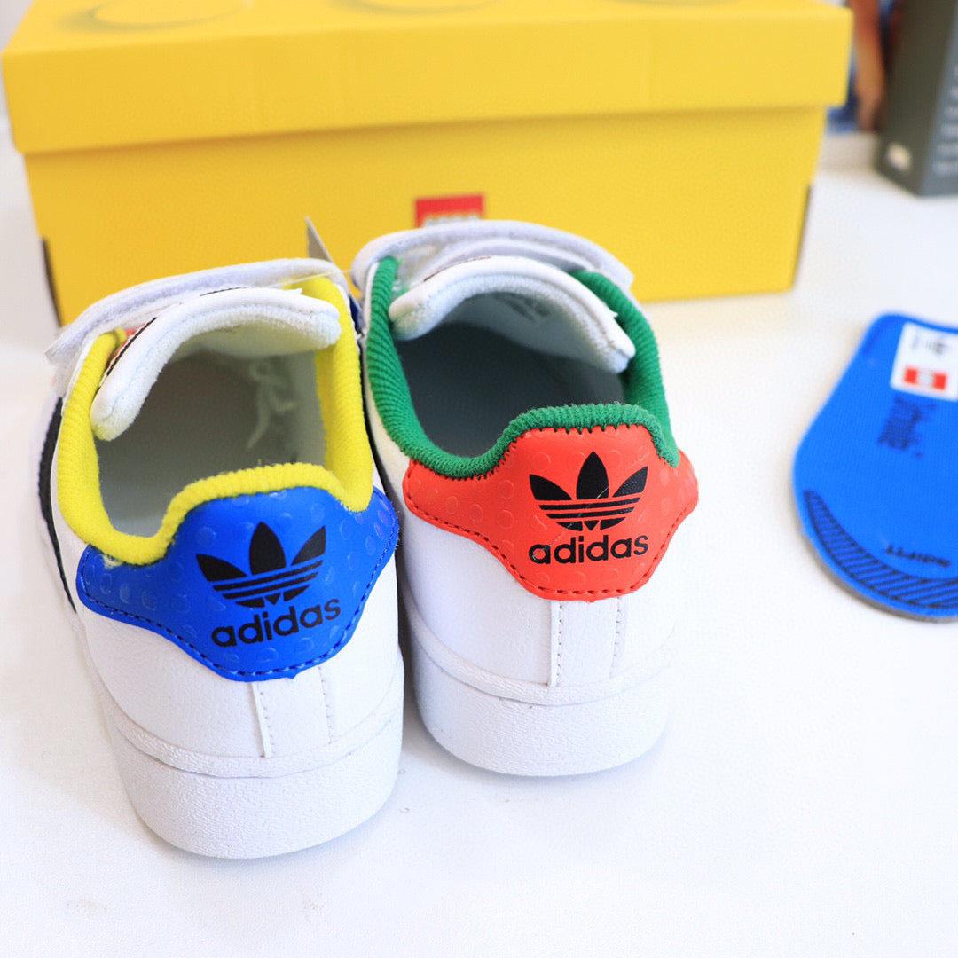 Adidas LEGO joint shell toe children's shoes" white, blue, red"