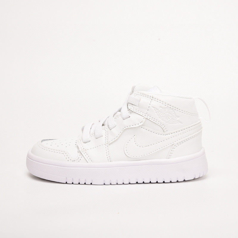 Jordan high top inner Velcro elastic band children's shoes" white"
