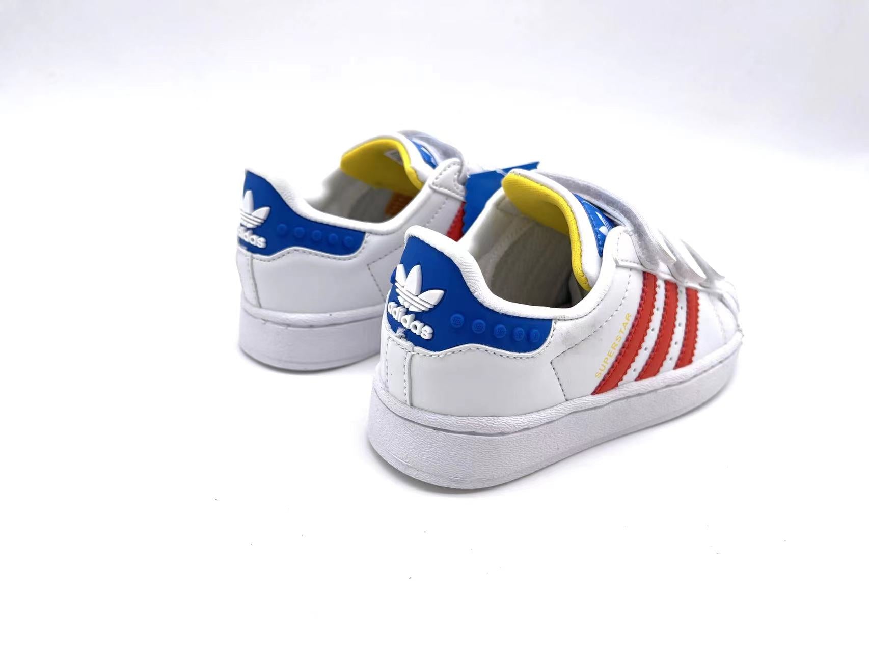 Adidas classic shell toe children's shoes" white, red, blue"