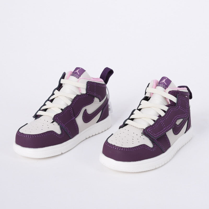 Jordan high top elastic band"  Cream, dark purple"