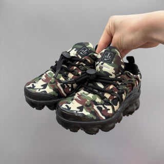 Nike AIR MAX plus full-length air cushion"A mix of greens ( olive and darker green), browns (light and dark), and beige/cream colors)