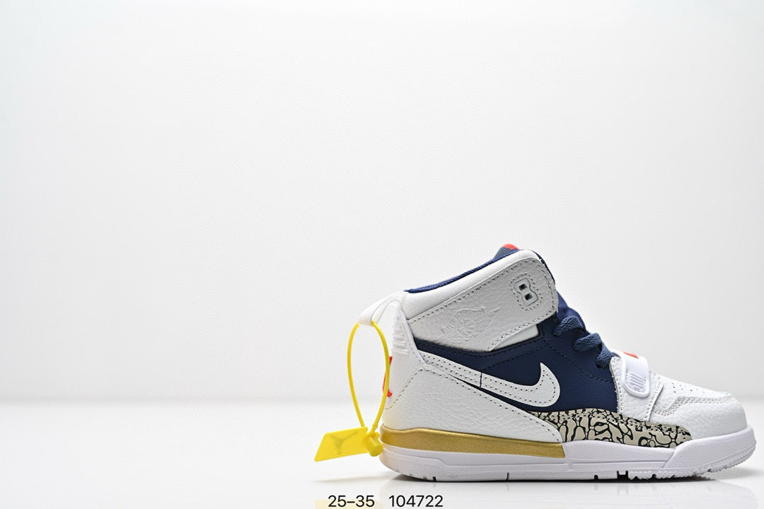 Jordan 312 children's shoes" White, Dark blue, & grey elephant print"
