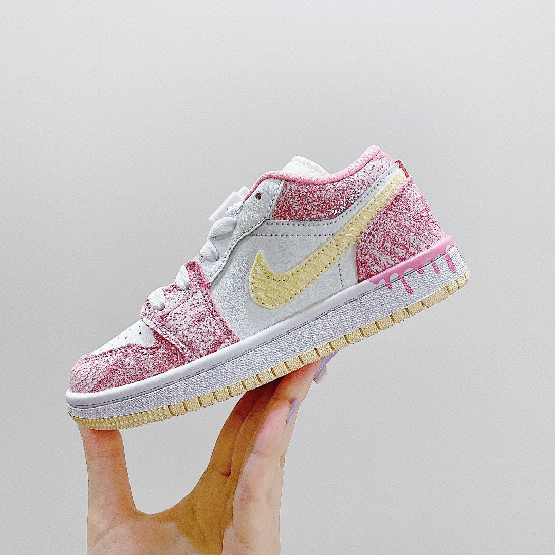 Joe 1 low-top elastic buckle parent-child shoes" pink, white, yellow"
