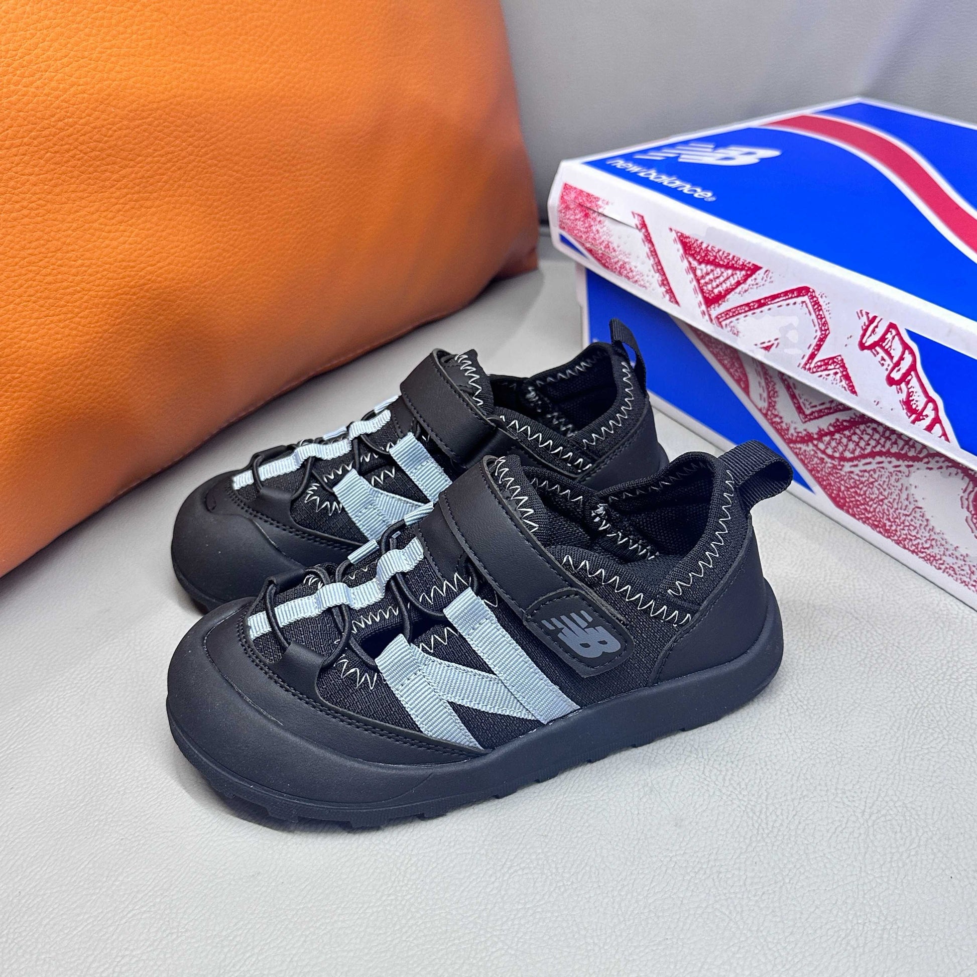N3205 Velcro Sandals "black,  light blue-grey "