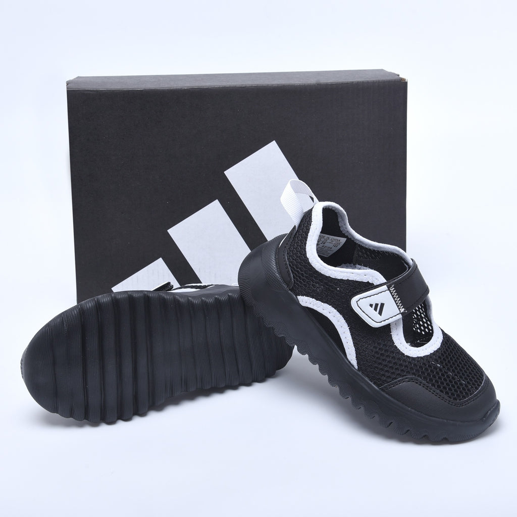 Adidas mesh single buckle sandals " Black and white"