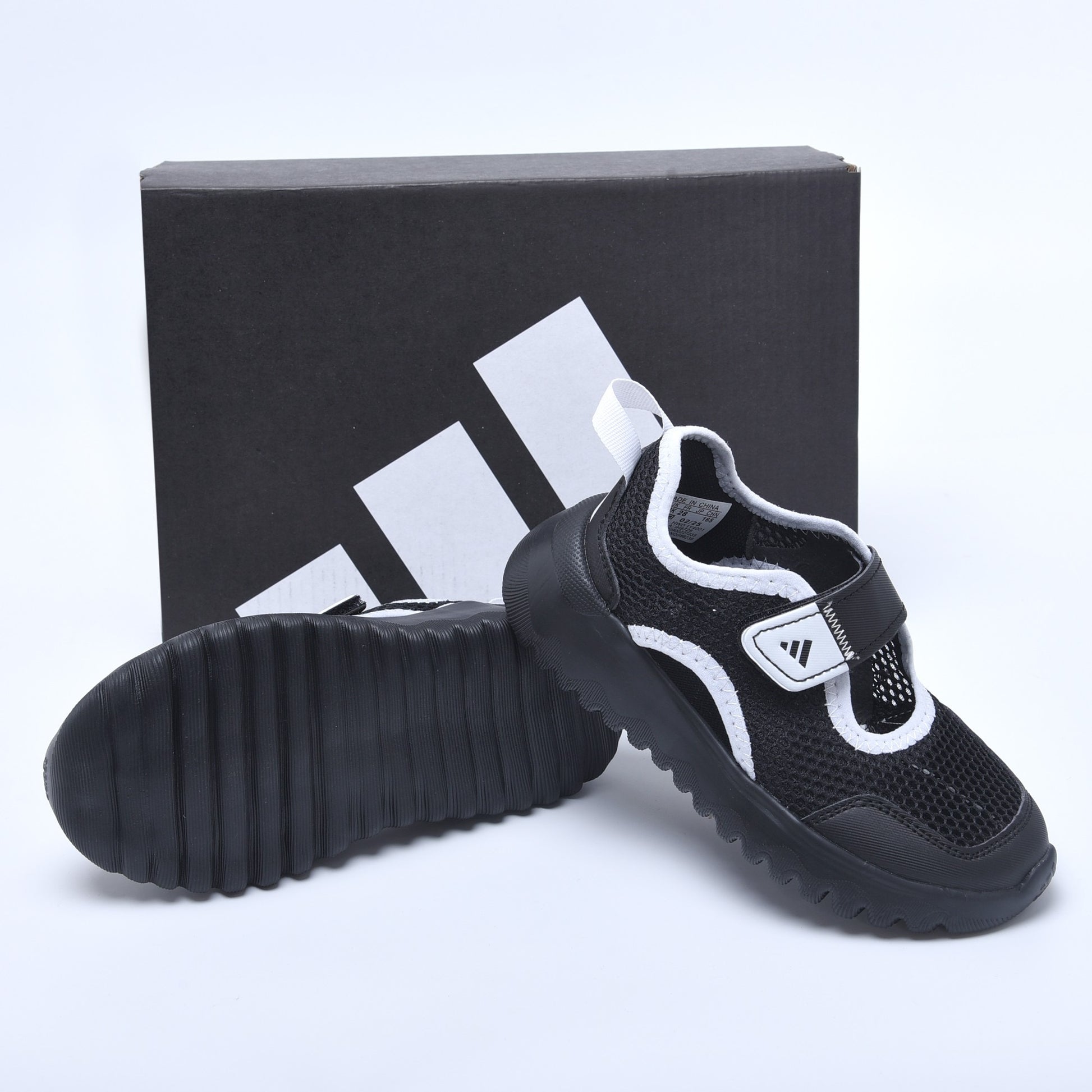 Adidas mesh single buckle sandals " Black and white"