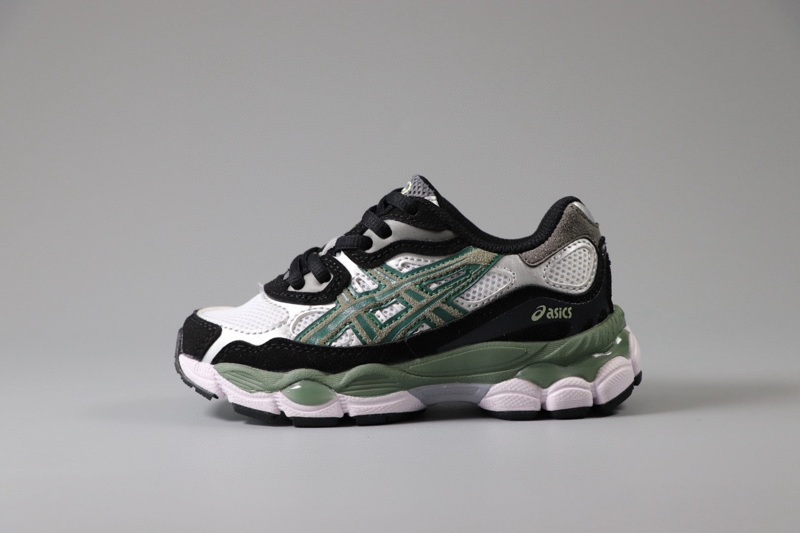 Asics Gel-NYC Professional"   white, black, dark & light  green"