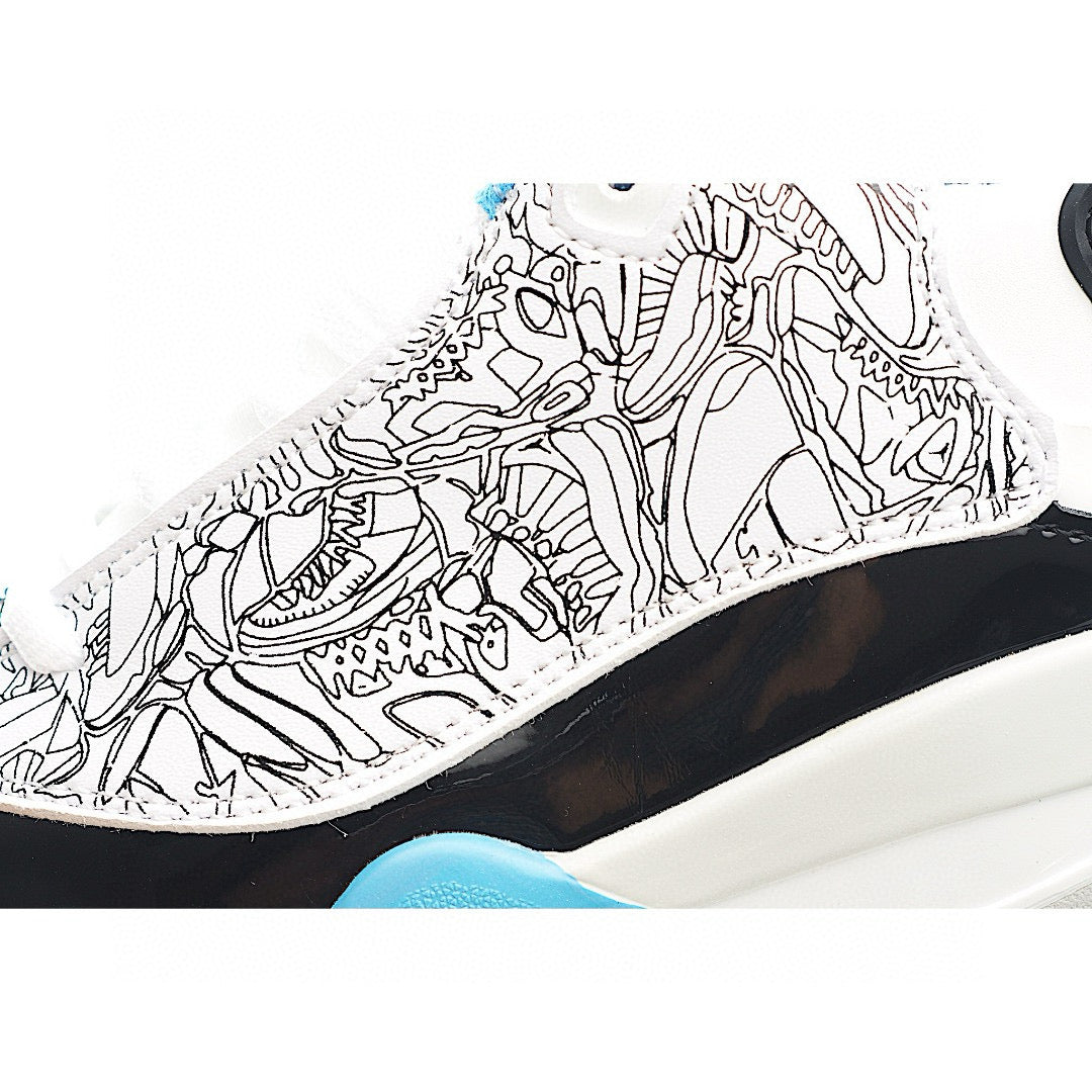 Jordan Zero Lace-Up Basketball Shoes for Kids" black, white, blue"
