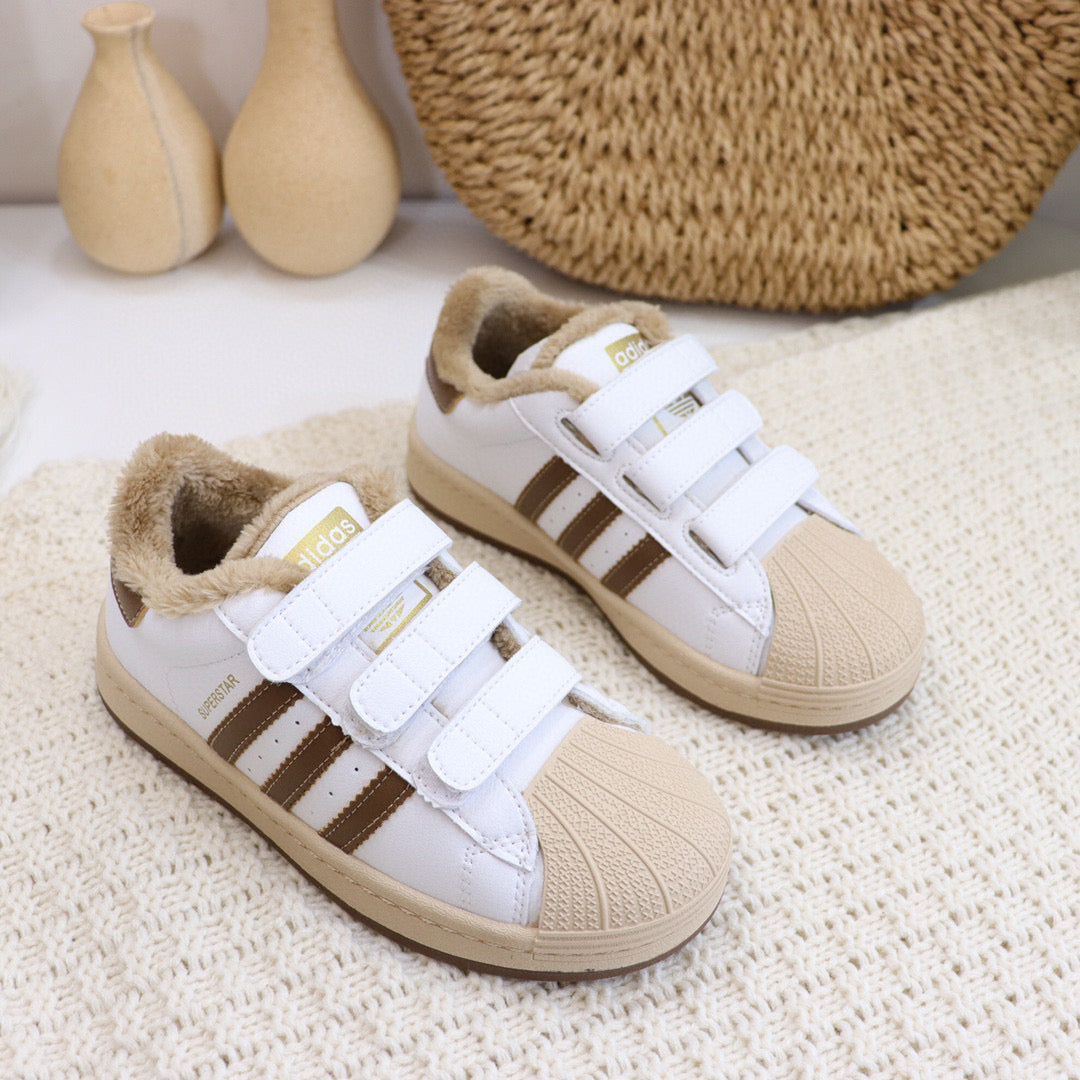 Adidas clover Velcro shell toe plus velvet sneakers" white, beige"