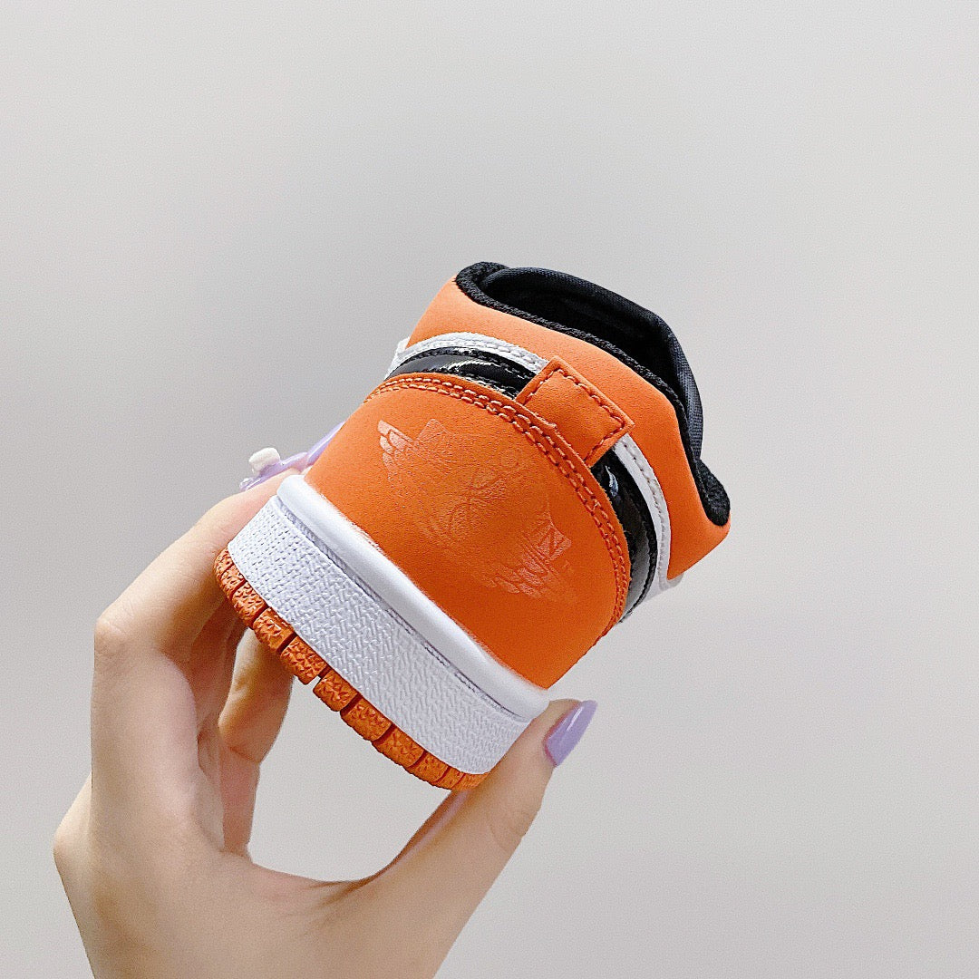 Joe 1 low-top elastic buckle parent-child shoes" white, black, orange"