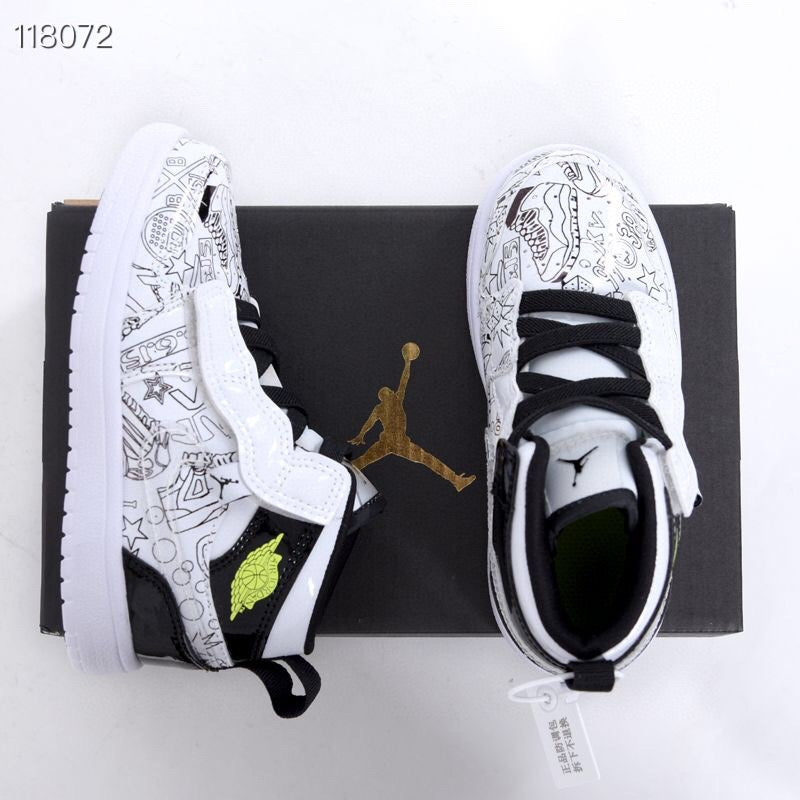 Jordan high top elastic band" white, black"