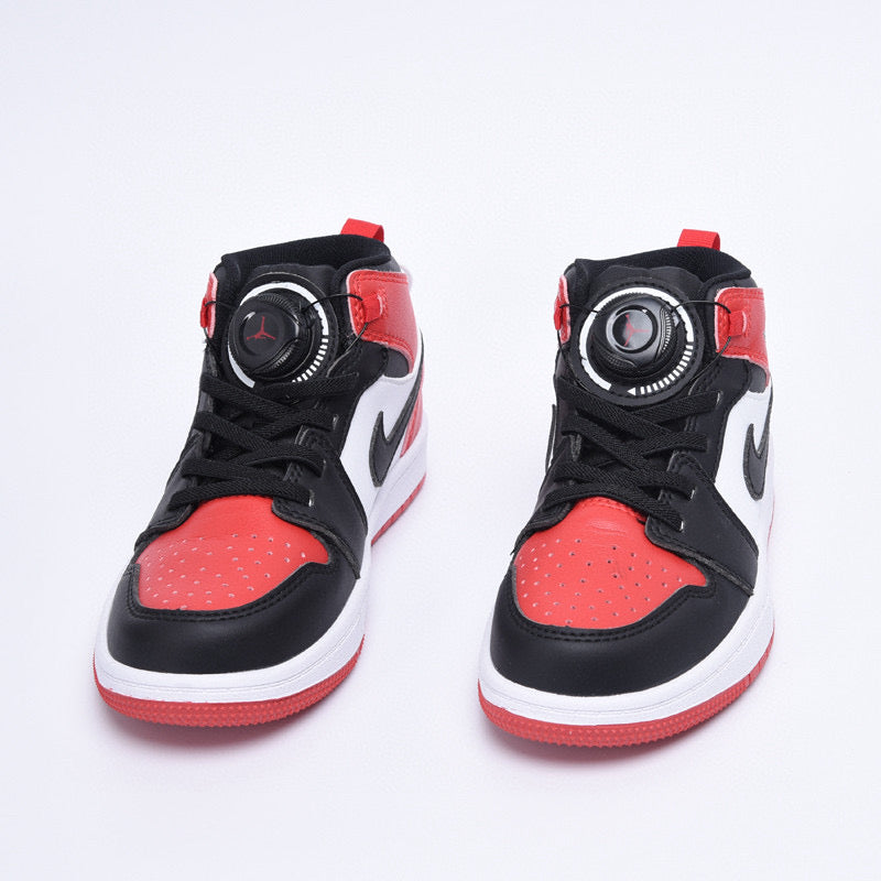 Joe 1 rotating button high top children's shoes" white, black, red"
