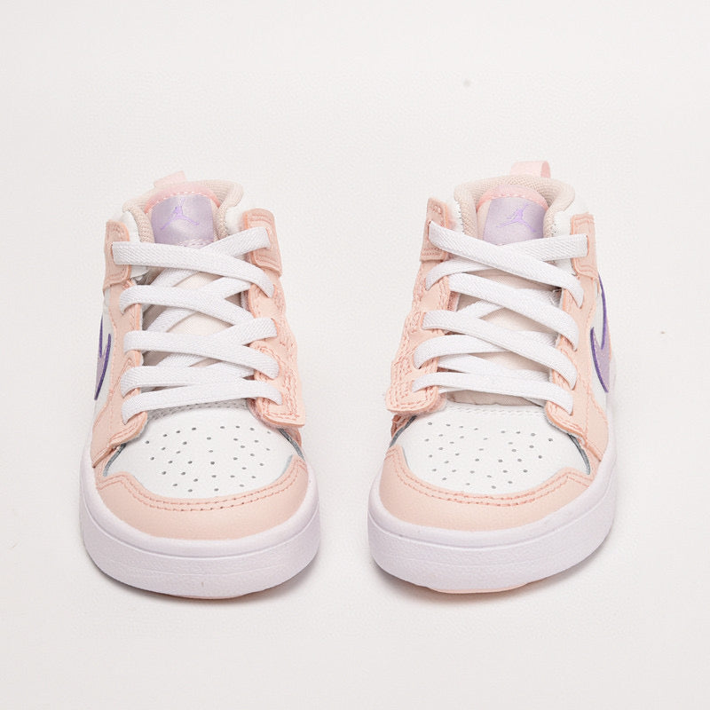 Jordan high top inner Velcro elastic band children's shoes" white, Peach"