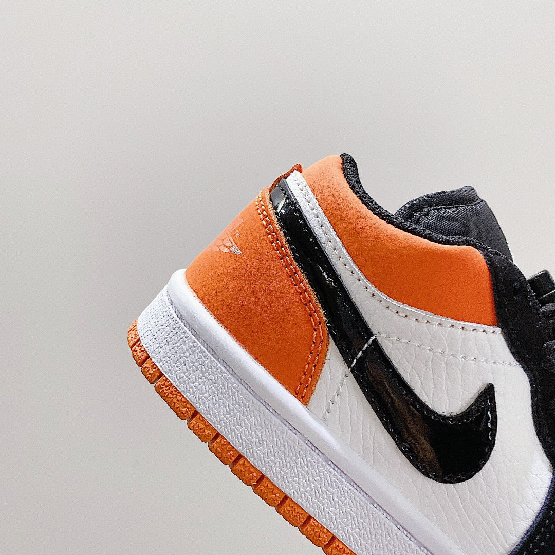 Joe 1 low-top elastic buckle parent-child shoes" white, black, orange"