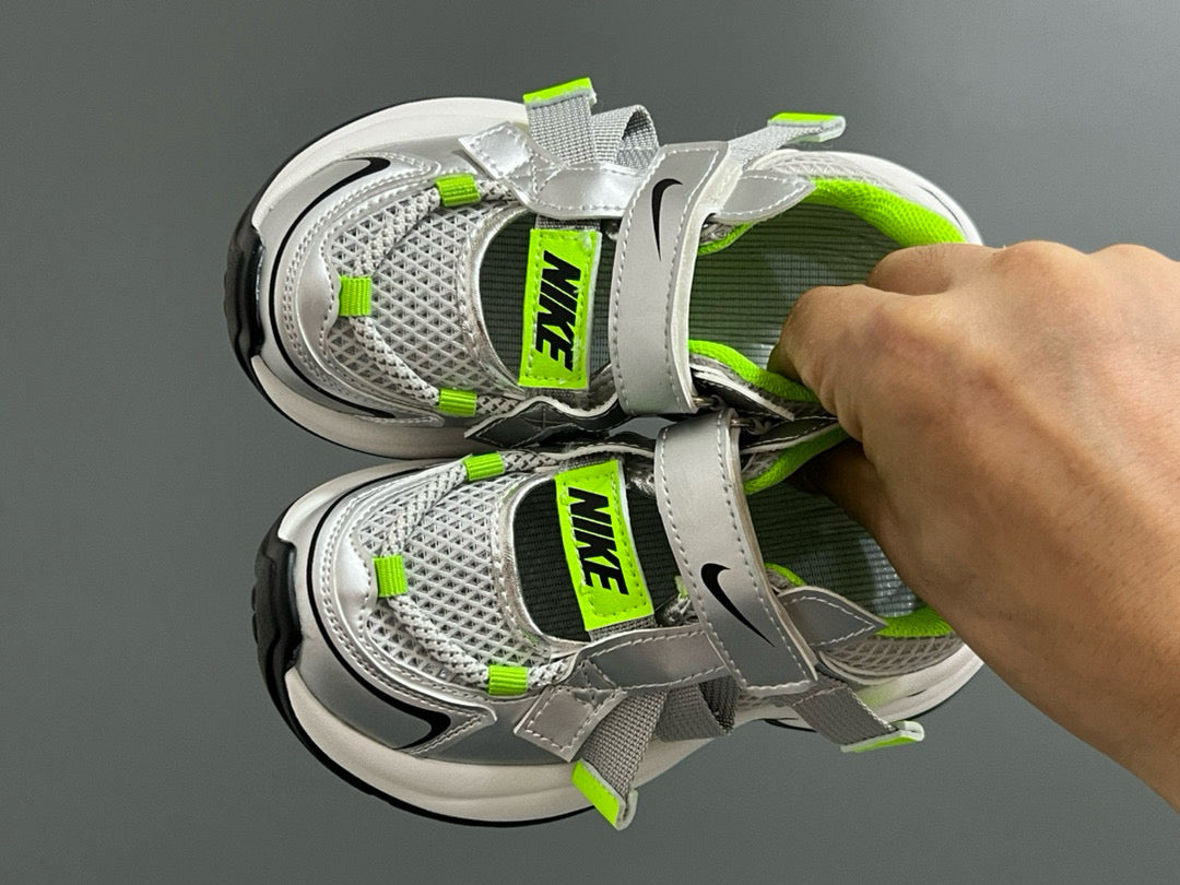 Nike Velcro Mesh Daddy Shoes for Kids" white , gray