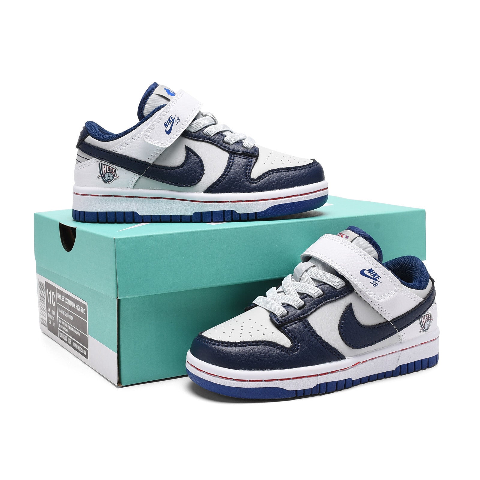 SB Velcro children's shoes" white, Navy"