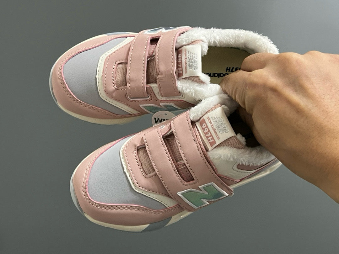 NB997 Velvet Velcro Children's Shoes" cream, pink"