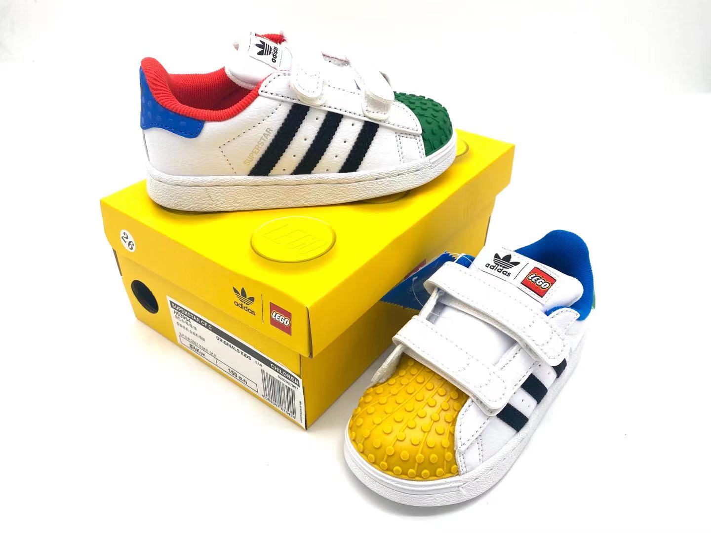 Adidas classic shell toe children's shoes" white, red, blue, green"