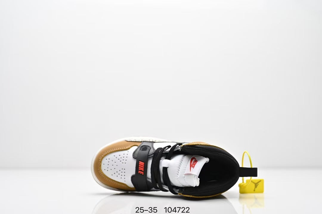 Jordan 312 high top children's shoes full second layer leather" white, brown"