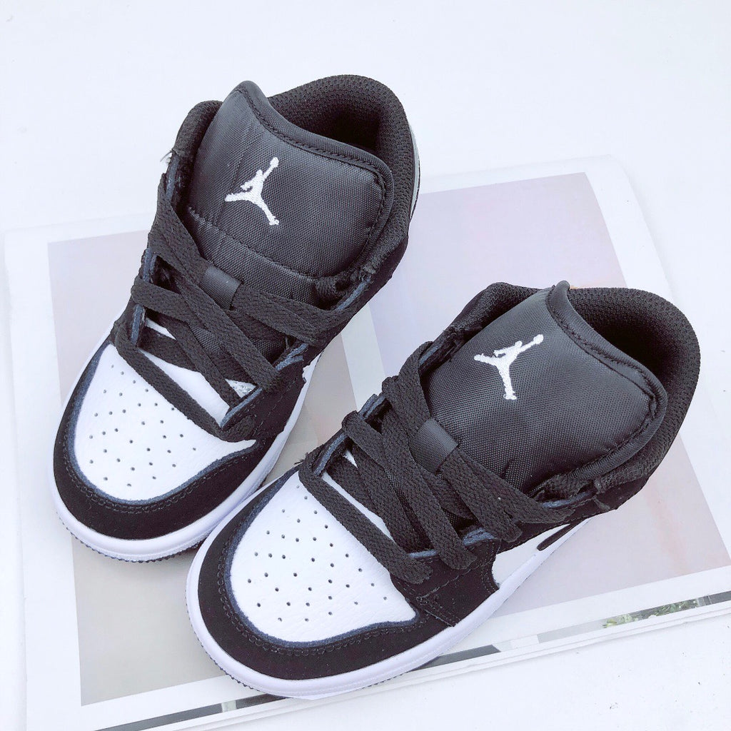 Joe 1 low-top elastic buckle parent-child shoes" black, white"