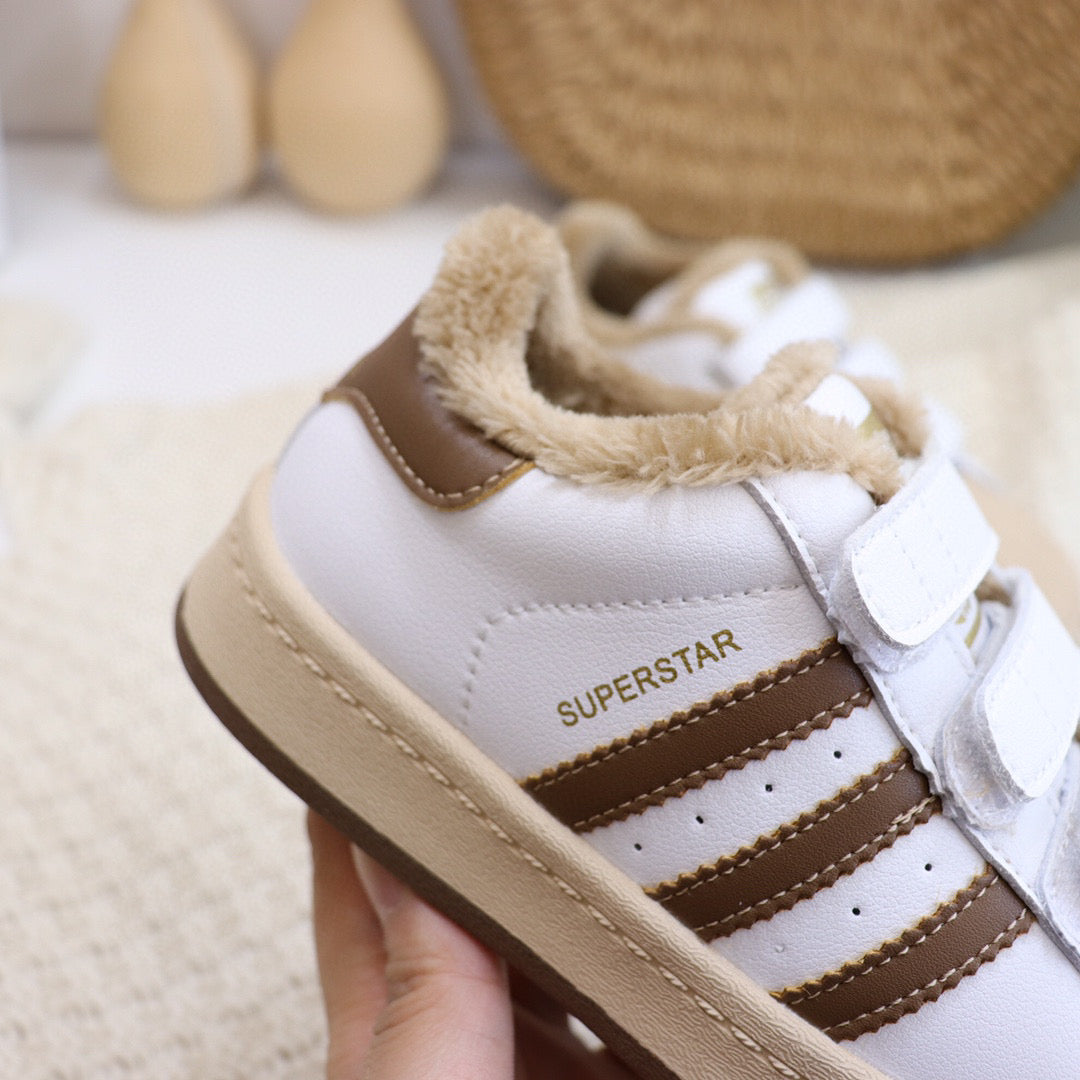 Adidas clover Velcro shell toe plus velvet sneakers" white, beige"