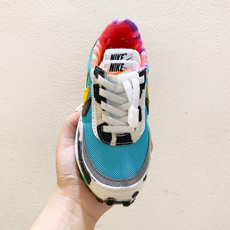 Nike Waffle Casual Jogging Shoes Deconstructed Double Hook" blue, green, yellow"