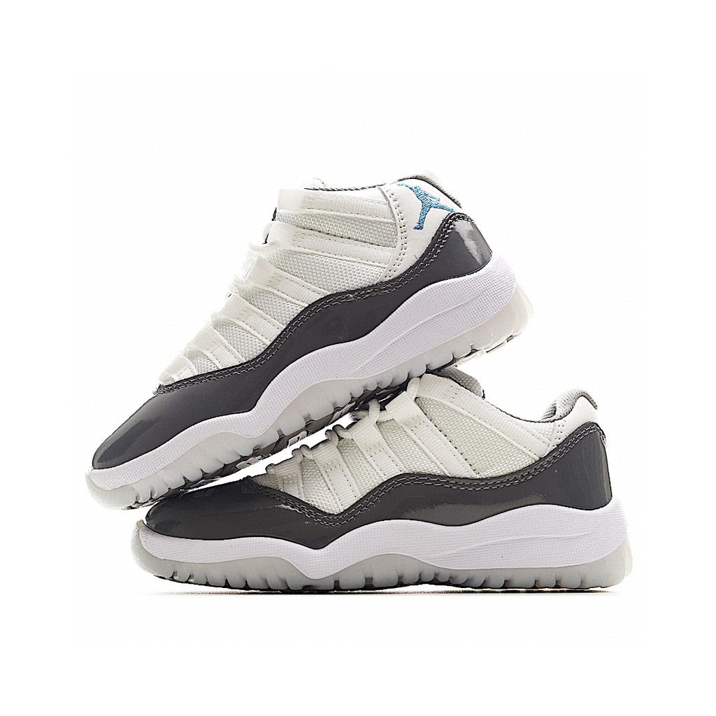The classic AJ11 is back, mid-top" white, gray"