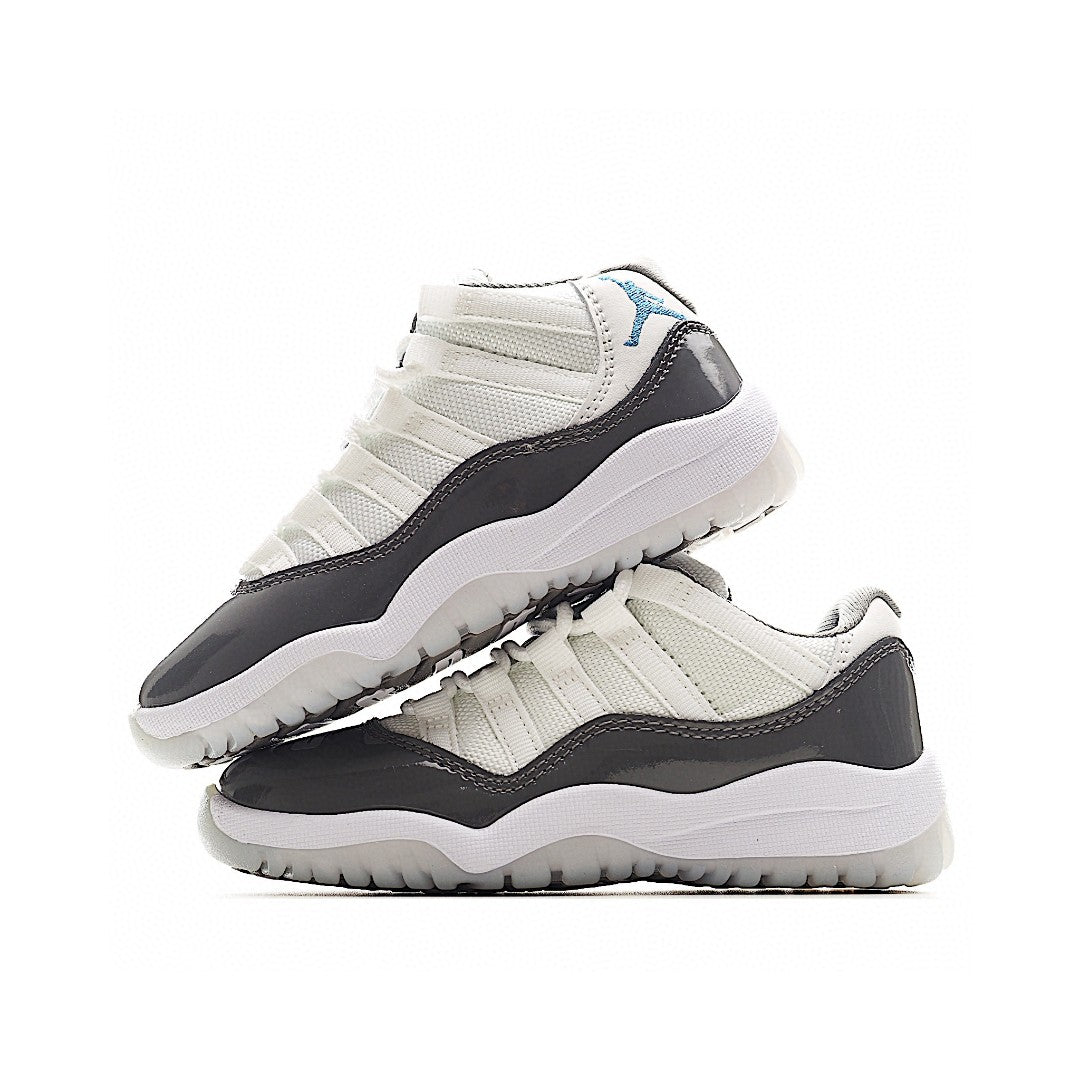 The classic AJ11 is back, mid-top" white, gray"