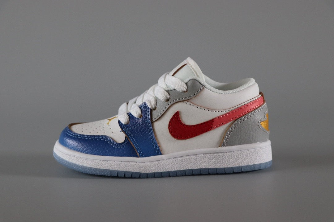 Jordan 1 Classic Kids Shoes" white, blue, gray"