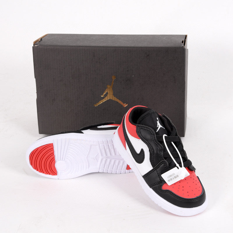 Jordan low top elastic band" white, black, red"