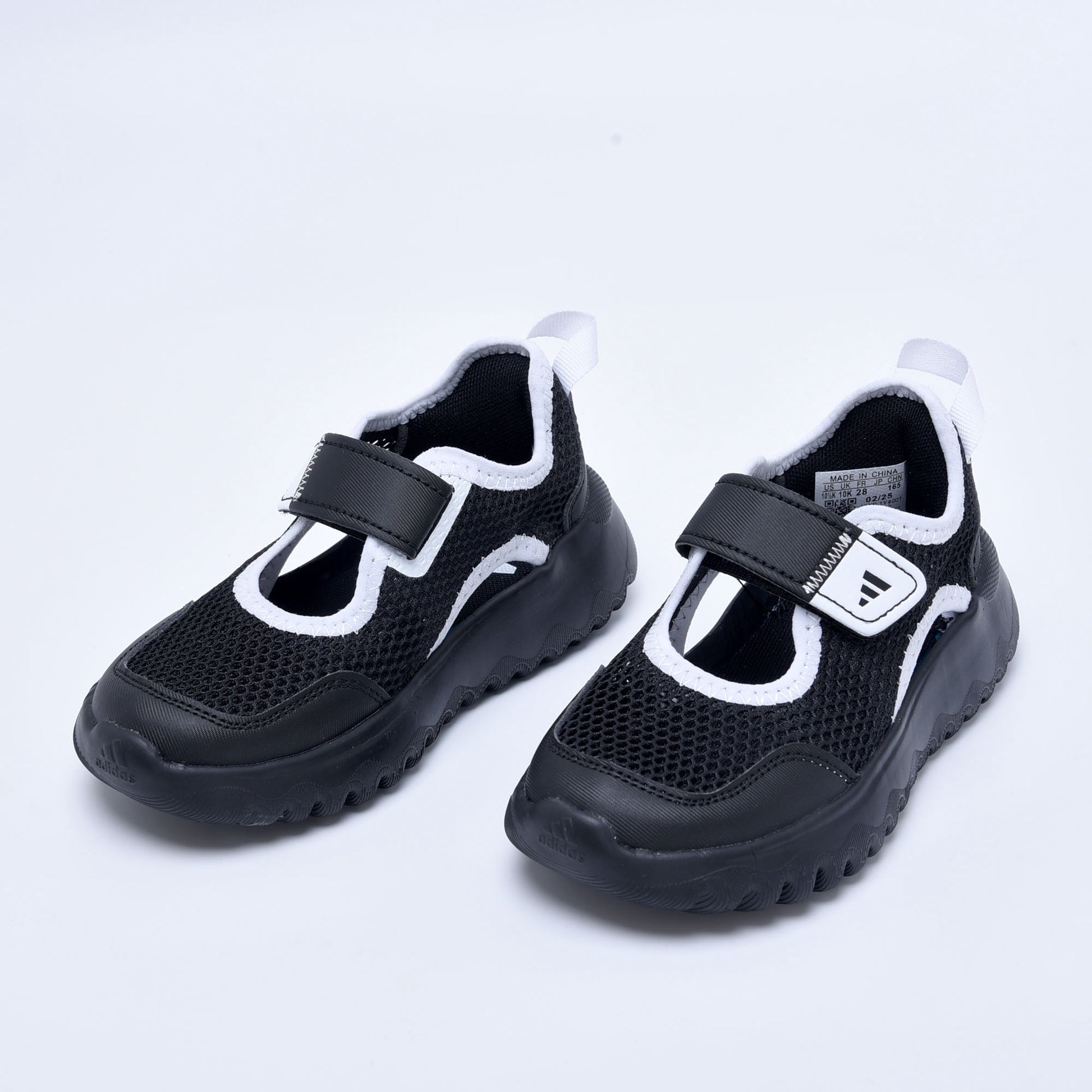 Adidas mesh single buckle sandals " Black and white"