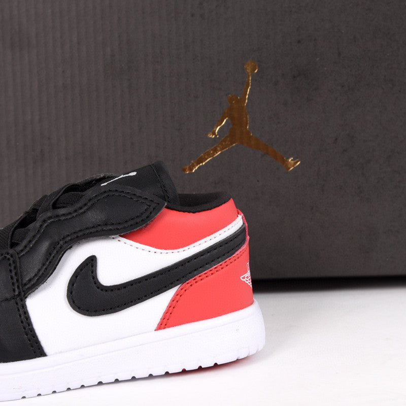 Jordan low top elastic band" white, black, red"