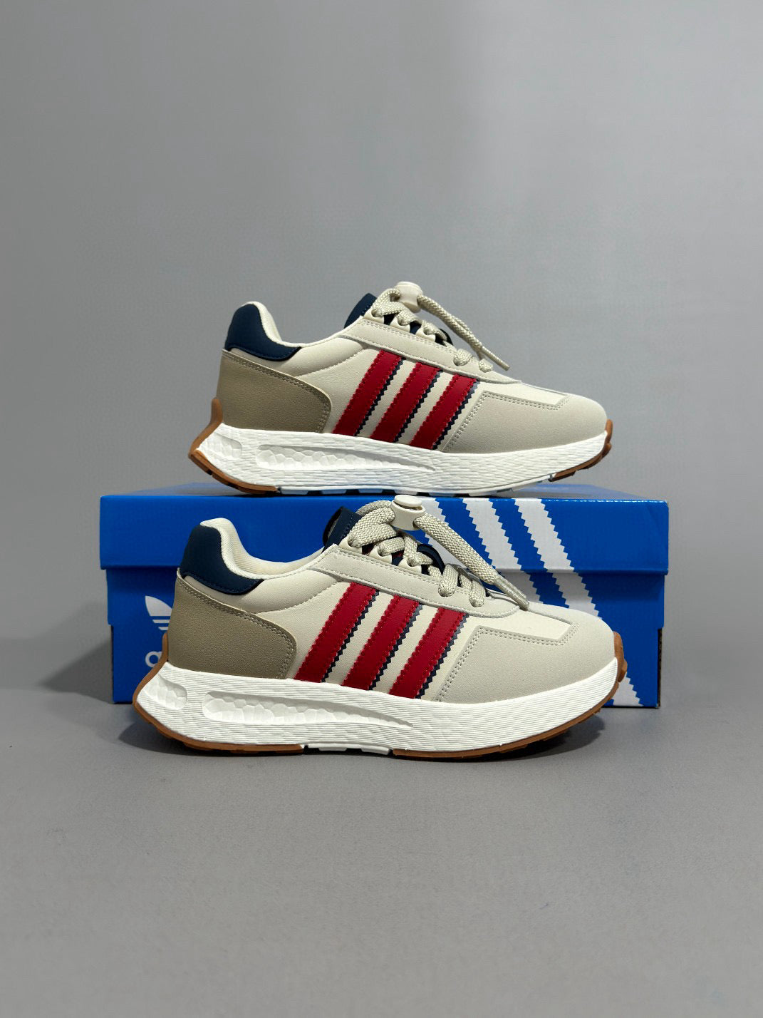 Adidas Popcorn Running Shoes" gray, white, red"