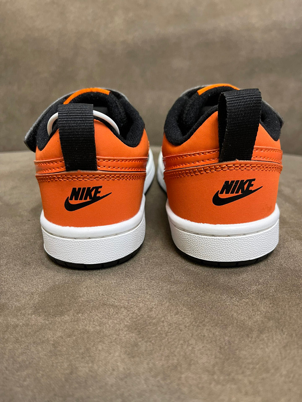 NIKE workwear Air Force One mesh elastic band Velcro children's shoes" white, black, orange"